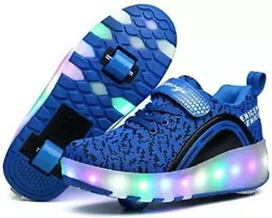 AIMOGE Kids LED Roller Skate Shoes with Single Wheel Light up Roller Shoes Gift - Picture 1 of 1