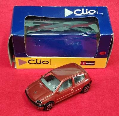 RENAULT CLIO 1:43 SCATOLA BOX PROMO BURAGO ERRORE STAMPA MACCHININA MODELLINO 🔺 - Immagine 1 di 4