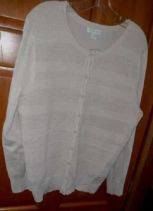 149 NWT Charter Club Cream Long Sleeve Button Down Swester Sz XL - Picture 1 of 11