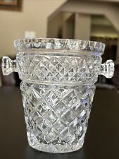 Elegant Lead Crystal Cut Glass Ice Bucket Container Handles 5 3/4” T x 6 1/2”