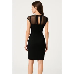 Stella LBD Black Sheer Neckline Cap Sleeves Fitted Sheath Dress Size Small - Bild 1 von 10