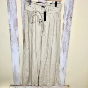 BLANKNYC Linen Womens S Paperbag Waist Crop Taupe Pants - Picture 1 of 8