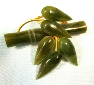 Vintage Orientalische Bambus Brosche, Klappverschluss, Nachlass Modeschmuck.     - Bild 1 von 4