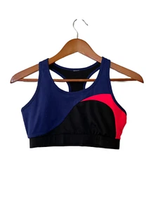 FABLETICS Womens Sports Bra Blue/Pink/Black SEABROOK Colorblock Racerback SZ S - Picture 1 of 4
