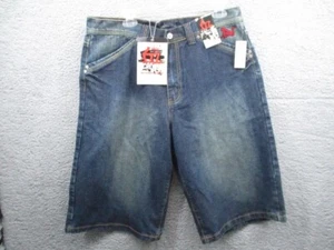 Vintage Drunkn Monky Monkey Designer Denim Blue Jeans 36 x 14 Jean Shorts Jorts - Picture 1 of 18