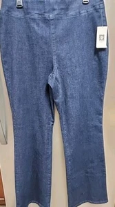 New Anne Klein Jeans Womens Sz LG  AK High Rise Flare Leg Pants Stretch Pull On - Picture 1 of 13