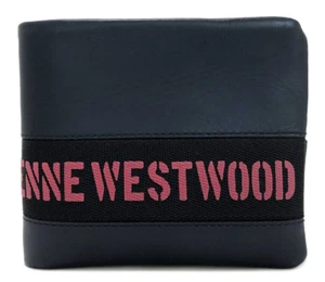 Vivienne Westwood Wallet Bifold Men's Women's Orb Logo Pink Navy Leather - Picture 1 of 5