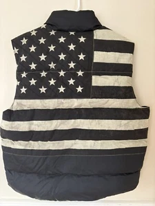 Ralph Lauren Denim & Supply Puffer Down Vest Black & White USA Flag Mens XL - Picture 1 of 8