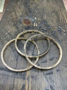 Barse Stretch Bangle Bracelet Trio- Hammered Bronze- NWT