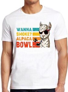 Wanna Smoke Alpaca Bowl Smoking Llama Sunglasses Funny Gift Tee T Shirt M920