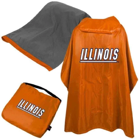 Illinois Fighting Illini University NCAA 3-in-1 Poncho Blanket Stadium Seat Cover