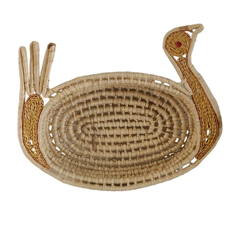 Duck Shaped Wicker Basket Vintage Bird Tray Serving Basket Cover