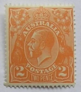 Australia Pre Decimal Stamp 1914-1920, 2d orange King George V KG5, mint - Picture 1 of 1