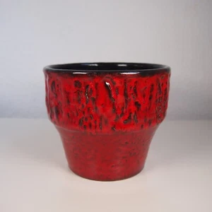 Doniczka Jasba Ceramika Czerwona Czarna Vintage WGP MCM Fat Lava lata 60. 70. - Zdjęcie 1 z 7