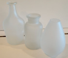 3 Frosted White Decorative Bottles Vases 5 And 7 Inches