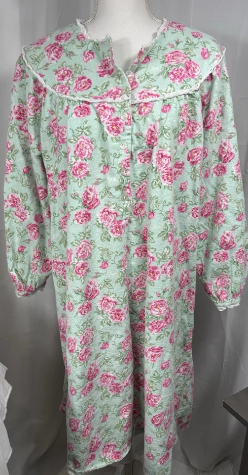 Camisón de ballet grande Lanz Of Salzburg Nantucket rosa suave 100 % ALGODÓN FRANELA Foto 1 de 4