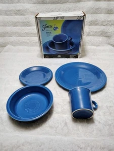 4 Piece Fiestaware Dinnerware Place Setting Lapis Homer Laughlin Made In USA - Picture 1 of 11
