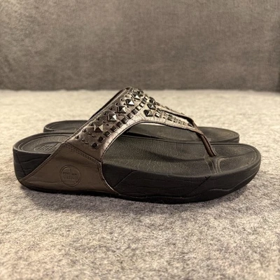 Zapatos FitFlop Mujer Talla 8 Negro Bronce Tachonado Sandalias Chanclas Cómodas Foto 1 de 4