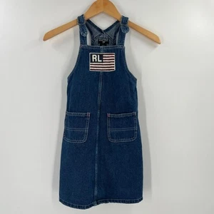 Ralph Lauren Polo Jeans Co Girls Size 6X Vintage Blue Denim Overall Dress - Picture 1 of 9