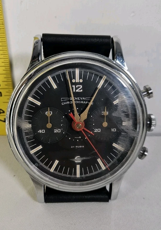 Geneva Chronographe Timeworks Inc Desk Top Clock Watch 4.5” silver Color , VTG - Image 1 of 3