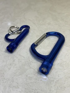 Lot of 2 Vintage Carabiners with Built-In Flashlights Blue ~ Tested & Working - Picture 1 of 6