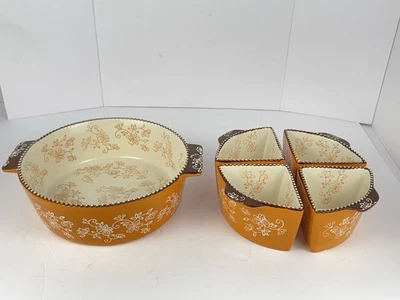 Temp-tations by Tara Floral Lace 4-Piece Sectioned Serving Tray Oven Micro Safe - Image 1 of 4