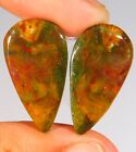 20.CT SUPERB NATURAL BLOODSTONE MACTHED PAIR CABOCHON GEMSTONE 27x15x3MM AK=0159