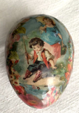 Vintage Kashmir Papier Mache  Egg Box Decoupaged With Victorian Children