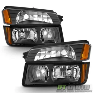 Black Headlights+Parking Lamps For 2002-2006 Chevy Avalanche 1500 Body Cladding - Picture 1 of 6