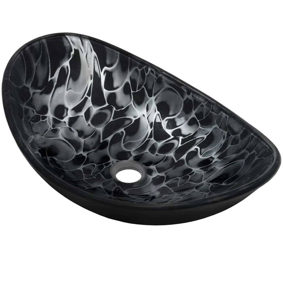Recipiente de vidrio para baño Novatto NOHP-G012-8031 ORB pintado a mano negro y plateado S Foto 1 de 1