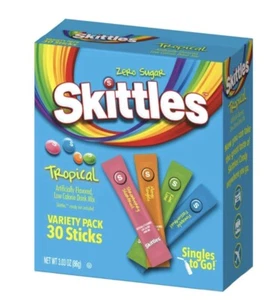 Skittles Drink Sachets Tropical Zero Sugar 30 Mixed Sachets US Import Uk Seller - Picture 1 of 5