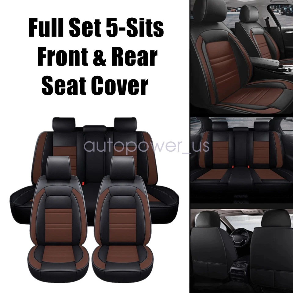 Car Seat Covers FOR 2011-2019 Ford Fiesta PU Leather 5 Seats Brown Foto 1 de 4
