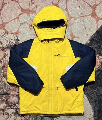 Chaqueta de invierno vintage Y2K años 90 Reebok con capucha niños amarillo negro talla L (14-16) Foto 1 de 4