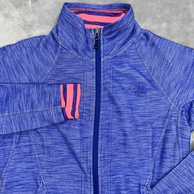 Chaqueta deportiva THE NORTH FACE para mujer Abrigo mediano con cremallera completa azul rosa PeekBoo a rayas Foto 1 de 4