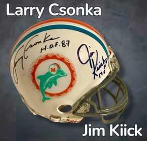 LARRY CSONKA & JIM KIICK AUTOGRAPHED SIGNED MIAMI DOLPHINS MINI HELMET w/APCOA - Picture 1 of 7