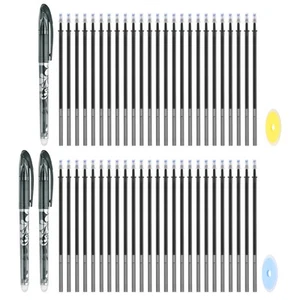 Paquete de 3 bolígrafos de gel borrables de 0,5 mm con 50 recargas y 2 gomas de borrar, negros - Imagen 1 de 6