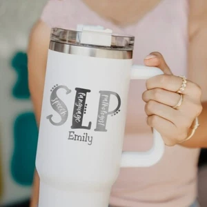 Speech Therapy 40oz Tumbler With Handle For Woman, SLP Graduation Gift - Picture 1 of 3
