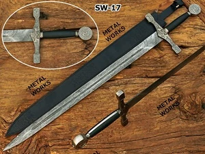 Handmade Damascus Steel Excalibur Sword/King Arthur sword With Leather Cover. - Picture 1 of 7