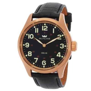 Nuevo reloj mecánico Glycine KMU48 3906.29AT.LBK7D esfera negra correa de cuero negro - Imagen 1 de 3