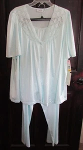 Vanity Fair Vintage Aqua Silkenique 2-Piece Pajama Set Size 3 XL **NWTS - Picture 1 of 6