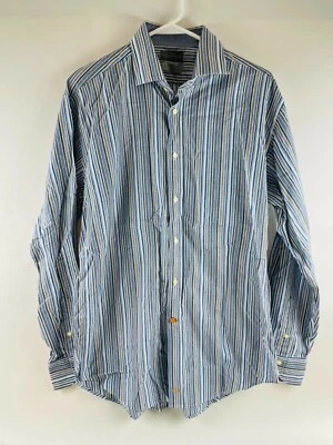 Thomas Dean & Co. Camisa Hombre L Azul Multicolor Rayas Manga Larga Abotonada Foto 1 de 4