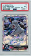 2018 Bowman Chrome Cristian Pache Atomic Refractor Auto #64/100 PSA 9 MINT