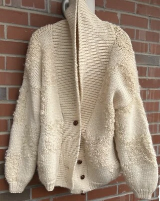 Suéter Grueso Lana Liz Claiborne Vintage Años 80 Crema L Espiga Corea Foto 1 de 4