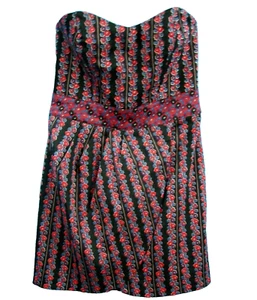 Cocktailkleid Trägerlos Sexy Blumen Club TRF Collection Zara Schwarz A-Linie Y2K S - Bild 1 von 9