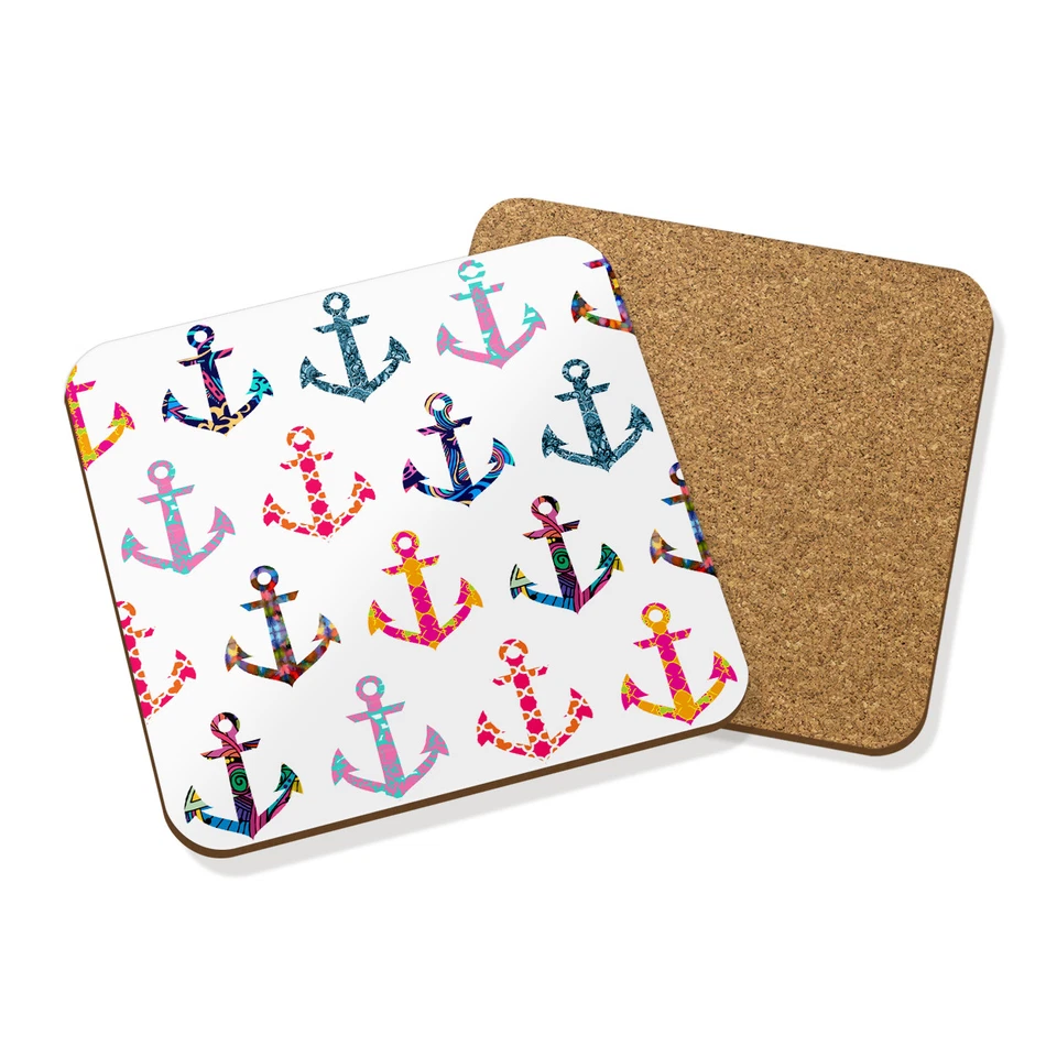 Patchwork Anchor Motivo Sottobicchiere Tappetino Sughero Square - Nautico Pirata - Immagine 1 di 1