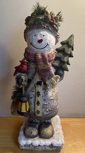 VINTAGE ZEMENT RUSTIKALE WEIHNACHTEN SCHNEEMANN GROSSE STATUE 21,25" - Bild 1 von 14