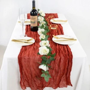 Semi-Sheer Gauze Table Runner Solid Color Tablecloth Table Cover Banquets - Picture 1 of 20