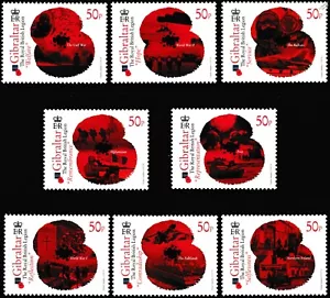 ROYAL BRITISH LEGION Poppy WWI WW2 Falklands Gulf War Stamp Set (2011 Gibraltar) - Picture 1 of 1