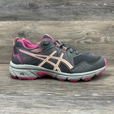 ASICS гель Venture большой детский размер 4,5 серый розовый след кроссовки девочка - Изображение 1 из 4