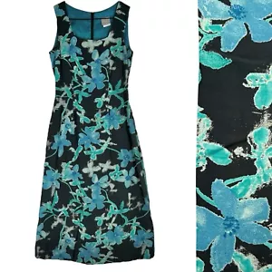 Vintage Kaninchen Maxikleid Größe 8 P blau schwarz Blumen ärmellos Küste Strand - Bild 1 von 15